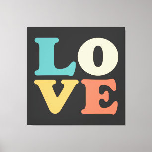 Toile Love Typographie Carré de couleur rétro