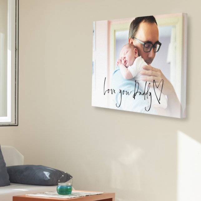 Toile Love You Daddy Script Heart Photo Overlay (Créateur téléchargé)