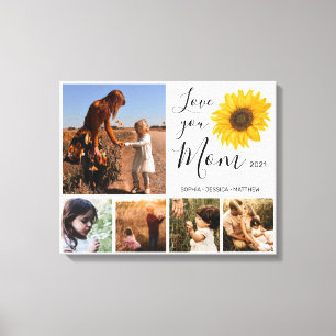 Toile Love You Mom Family Photo Collage Tournesol