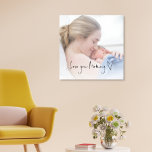Toile Love You Mommy Script Heart Photo Overlay personna<br><div class="desc">Love You Mommy Script Heart Motif Custom Photo Overlay. Remplacez l'exemple de photo par le vôtre qui est au-dessus de la typographie Love You Mommy avec motif cardiaque artistique.</div>