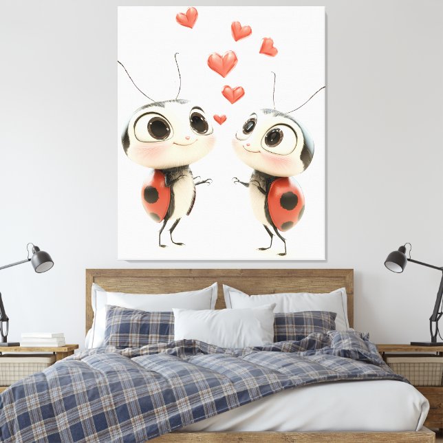 Toile Lovebugs dans l'Air – Couple de coccinelles mignon (Insitu(Chambre))