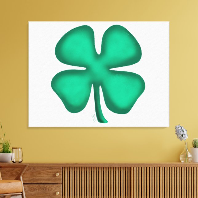 Toile Lucky 4 Leaf Irish Clover white canvas print (Insitu(Salon))
