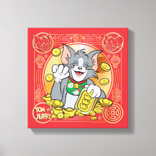 Toile Lucky Cat Jerry Avec Sycees Or