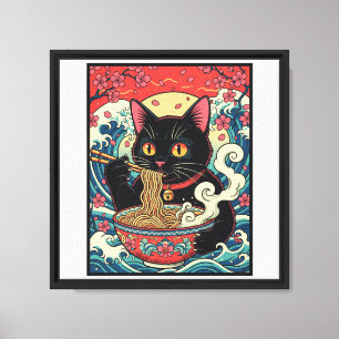 Toile Lucky Cat Ramen Noodle Art