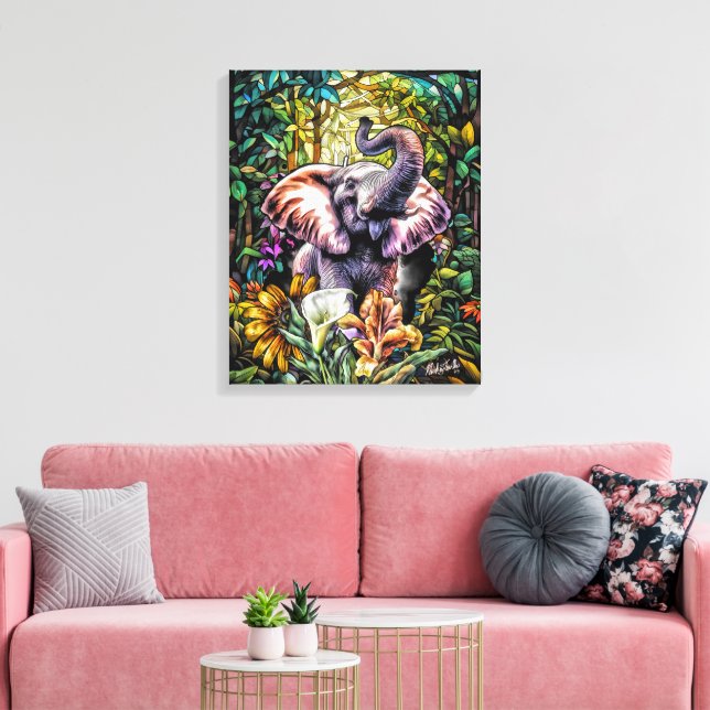 Toile Lucky Elephant Canvas Wall Art par NickysArt (Insitu(Salon))