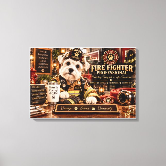 Toile Lucky Pompiers Professionnel Schnauzer Blanc Ca (Recto)
