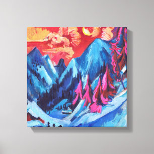 Toile Ludwig Kirchner Paysage hivernal au clair de lune
