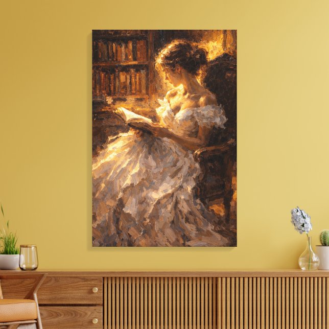 Toile Lueur de la bibliothèque dorée : Style d'impaasto  (Insitu(Salon))