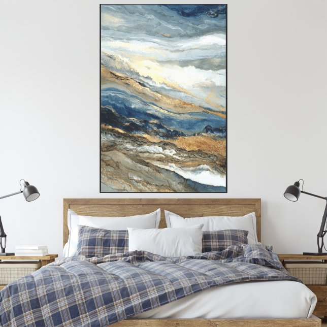 Toile Lueur de sédiment : Abstrait bleu et or (Insitu(Chambre))