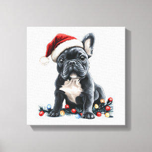 Toile Lumières de Noël Bouledogue Français Cadeaux Chien