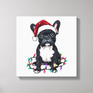 Toile Lumières de Noël Bouledogue Français Cadeaux Chien