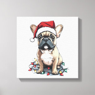 Toile Lumières de Noël Bouledogue Français Cadeaux Chien