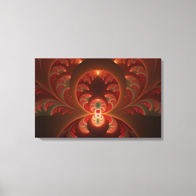 Toile Lumineuse Abstrait moderne orange rouge fractal (Recto)