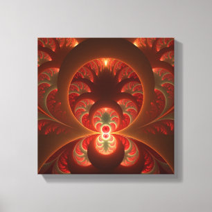Toile Lumineuse Abstrait moderne orange rouge fractal