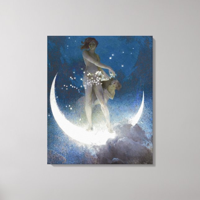 Toile Luna Goddess at Night Scattering Stars (Recto)