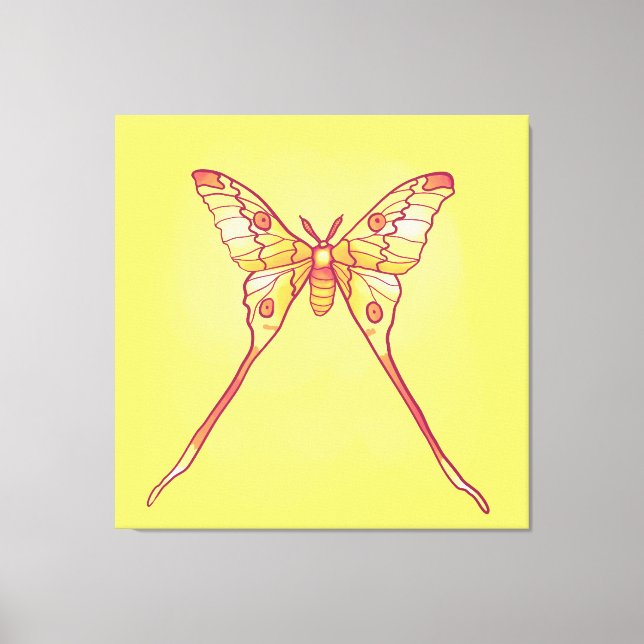 Toile Luna Moth Jaune Orange Cuisine Magique Insecte (Recto)