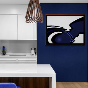 Toile Lune Bleue : Bleu Abstrait et Blanc