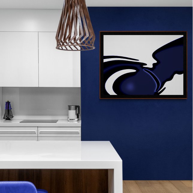 Toile Lune Bleue : Bleu Abstrait et Blanc (Créateur téléchargé)