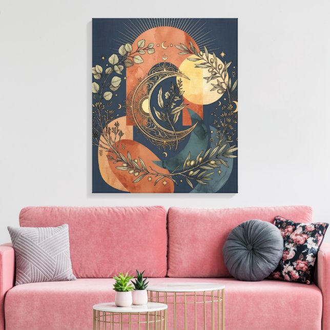 Toile Lune Céleste et Or Soleil Arc (Insitu(Salon))