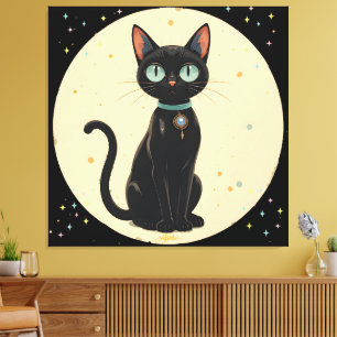 Toile Lune de chat noir atomique futuriste