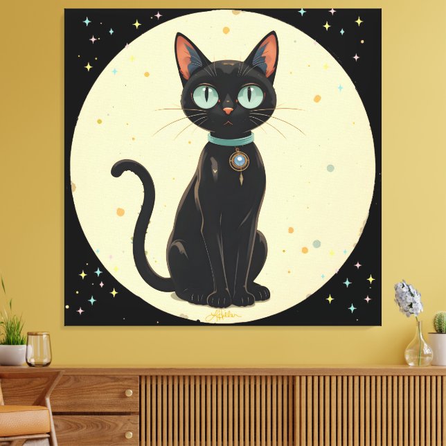 Toile Lune de chat noir atomique futuriste (Insitu(Salon))