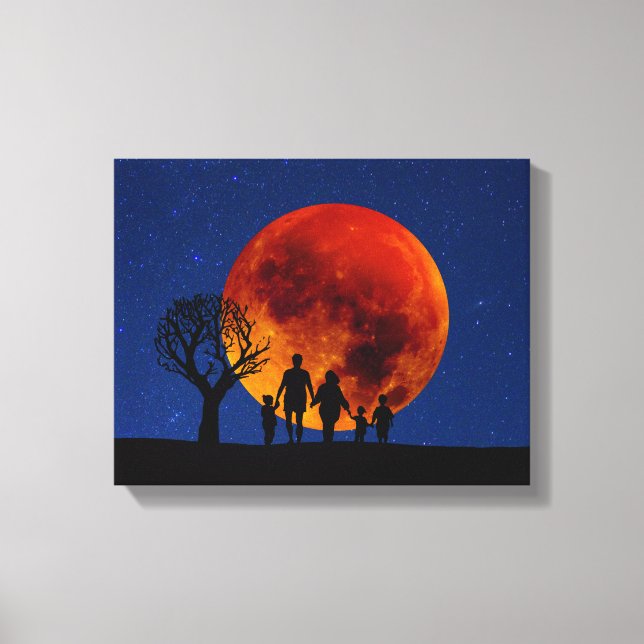 Toile Lune de sang Lunaire Famille Eclipse (Recto)