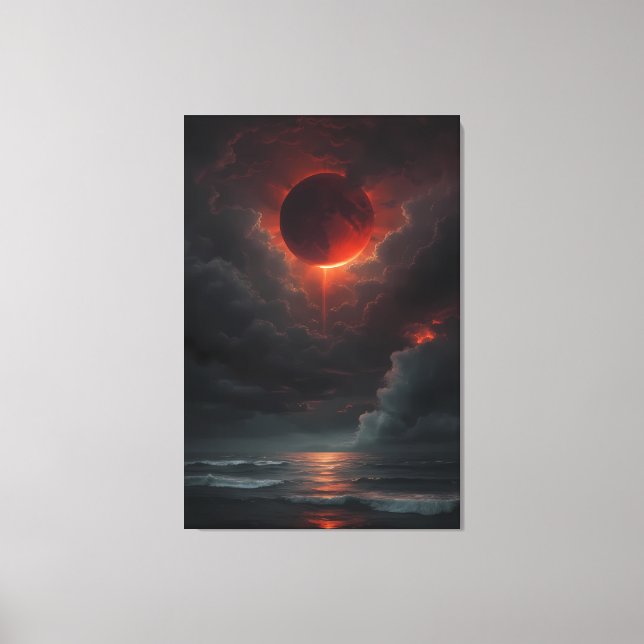 Toile Lune de sang sur la mer orageuse (Recto)