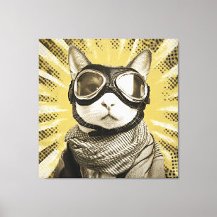 Toile Lunettes Aviateur pour Chat Portrait Sunburst