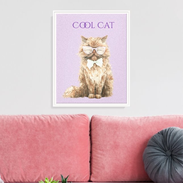 Toile Lunettes de chat cool marron violet menthe   (Insitu(Salon))