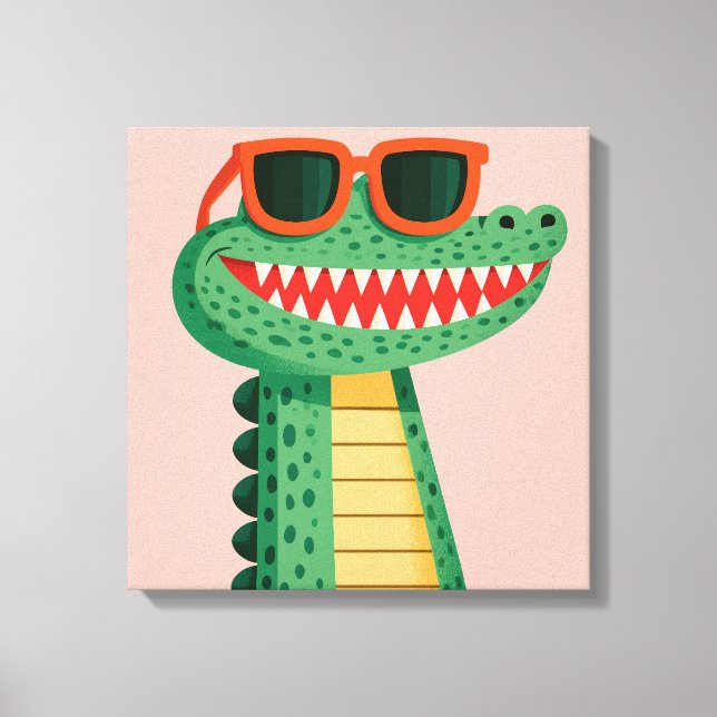 Toile Lunettes de soleil de crocodile drôle Mignon anima (Recto)