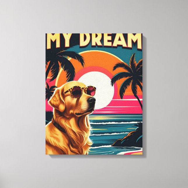Toile Lunettes de soleil pour chien rétro Plage au couch (Recto)