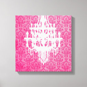 Toile Lustre Silhouette et Damas rose