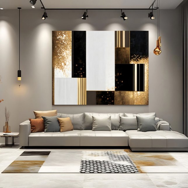 Toile Luxe Géométrique Or et Noir (Créateur téléchargé)