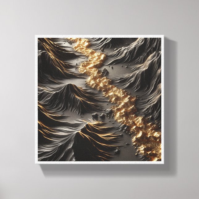 Toile Luxury 3D Topography Abstract - Golden Gold River  (Recto)