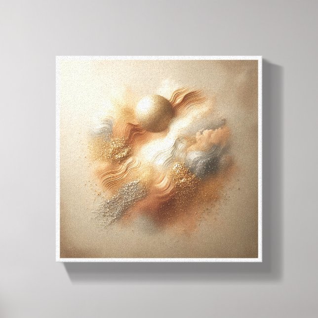 Toile Luxury Abstract Sand & Powder Art - Champagne Gold (Recto)