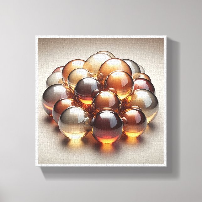 Toile Luxury Amber Glass Spheres - 3D Crystal Abstract W (Recto)