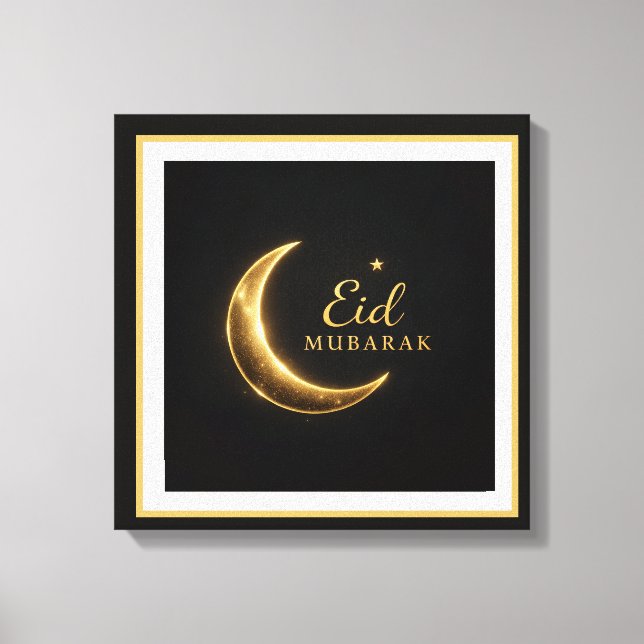 Toile Luxury Black & Gold Eid Mubarak Wall Art – Elegant (Recto)