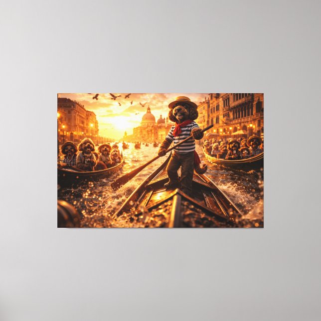 Toile Luxury Cockapoo Venice Gondola Wall Art Canvas  (Recto)