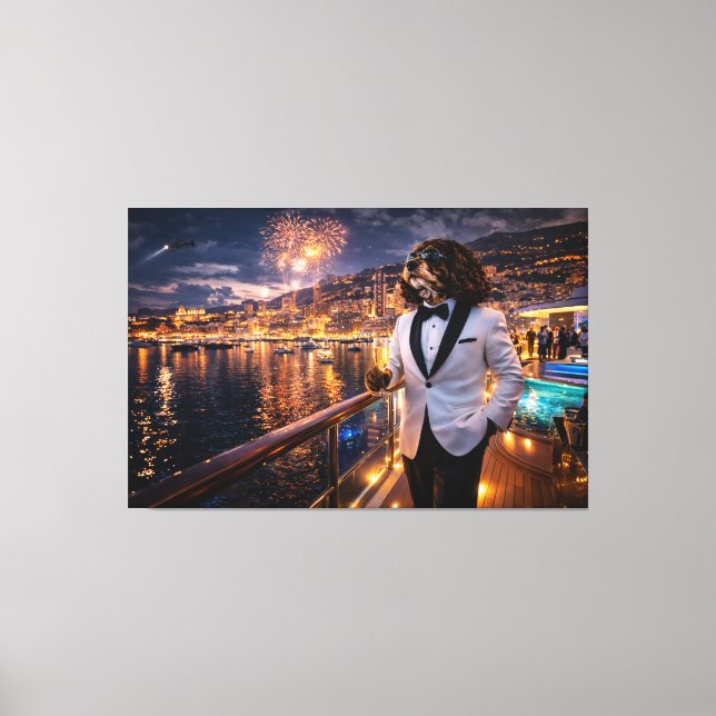 Toile Luxury Cockapoo Wall Art – Monaco Nightlife Modern (Recto)
