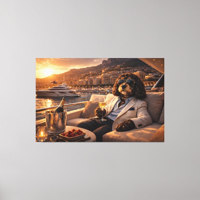 Toile Luxury Cockapoo Wall Art – Monaco Yacht Lifestyle  (Recto)