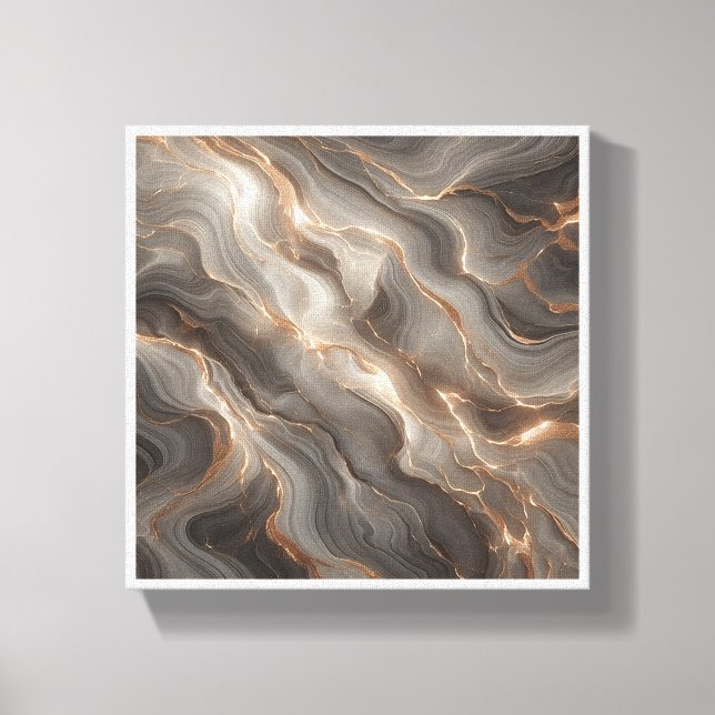 Toile Luxury Glowing Gold Marble Abstract - Radiant Grey (Recto)