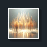 Toile Luxury Golden Forest Abstract - Modern Architectur<br><div class="desc">A breathtaking surreal abstract featuring a majestic forest of golden, architectural trees with intricate, needle-like foliage. Elegant golden arches rise amidst a soft, ethereal mist, with radiant sunlight reflecting off a serene, mirror-like surface. This piece creates a sense of peaceful opulence and modern fantasy. Ideal for high-end hotel lobbies, sophisticated...</div>