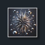Toile Luxury Metallic Starburst - 3D Abstract Silver Spi<br><div class="desc">A powerful and dynamic architectural abstract featuring a central starburst of sharp metallic spikes. Surrounded by floating silver spheres of various sizes on a dark, moody background, this piece creates a sense of cosmic energy and high-tech elegance. Ideal for ultra-modern living spaces, tech offices, or as a bold statement piece...</div>