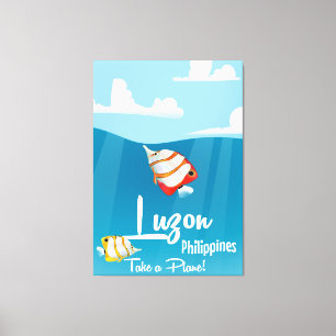 Toile Luzon, Philippines affiche de voyage dessin animé