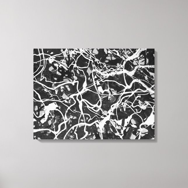 Toile LVII NOIR ET BLANC - Peinture d'action -Abstrait- (Recto)