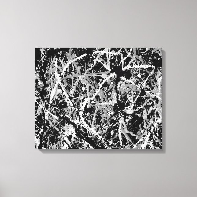 Toile LX NOIR ET BLANC - Peinture d'action -Abstrait- (Recto)