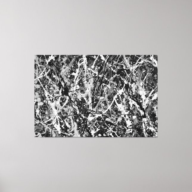 Toile LXXII NOIR ET BLANC - Peinture d'action -Abstrait- (Recto)
