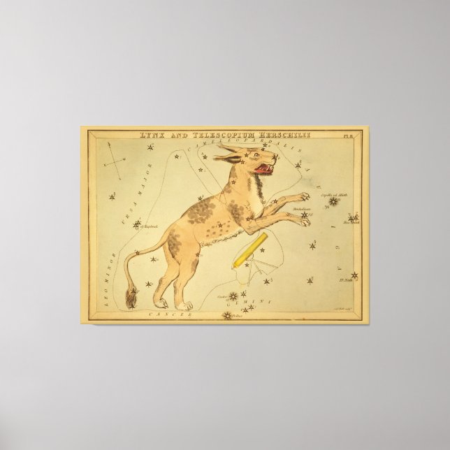 Toile Lynx - Image de la carte astronomique Vintage (Recto)