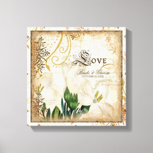 Toile Lys botaniques Love Mariage personnalisé (Recto)