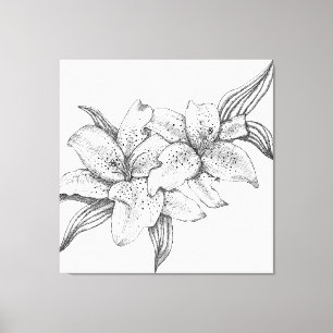 Toile Lys de tigres noirs et blancs